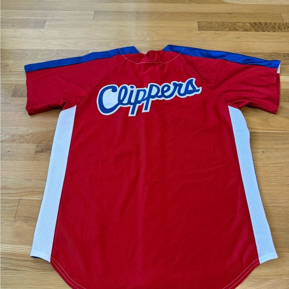 Vintage LA Clippers NBA Majestic Baseball Jersey Size L Red/White/Blue - Picture 11 of 12